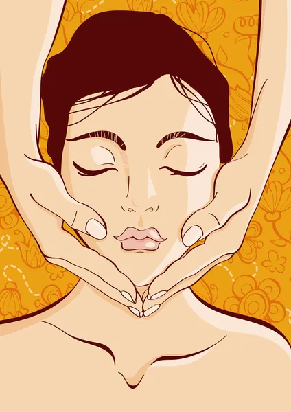 Massagem facial relaxante — Vetor de Stock