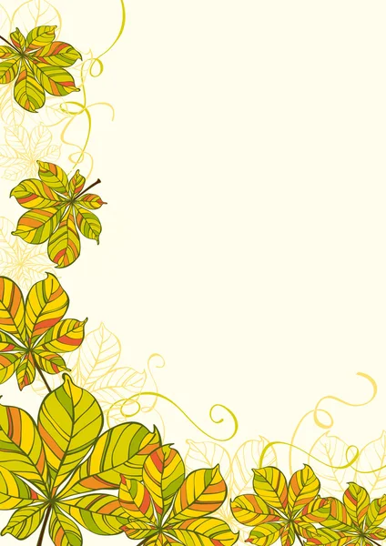 Tarjeta de hojas de castaño o fondo — Vector de stock