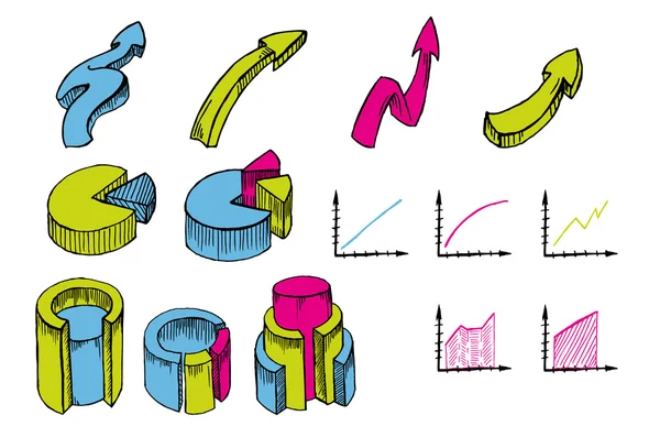 Financial symbols doodles hand drawn set — Stock Vector