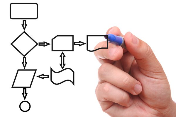 Рука с технологической диаграммой
