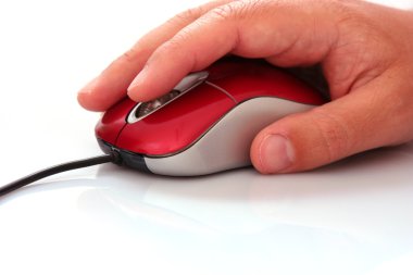 Hand with computer mouse clipart
