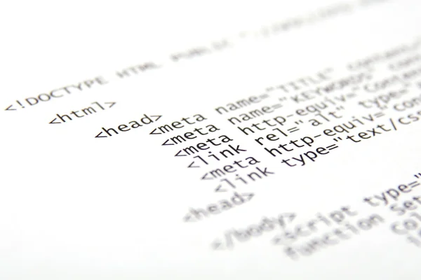 Друкований код HTML інтернету — стокове фото