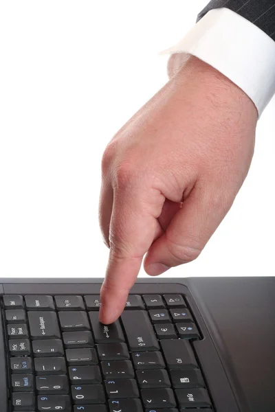 Işadamı parmak laptop — Stok fotoğraf