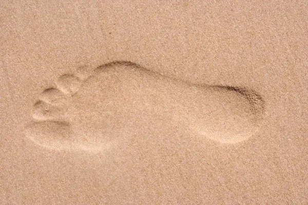 优良的海滩的沙子上的足迹 — 图库照片