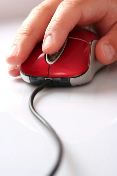 Mouse and men's hand — Stock Photo, Image