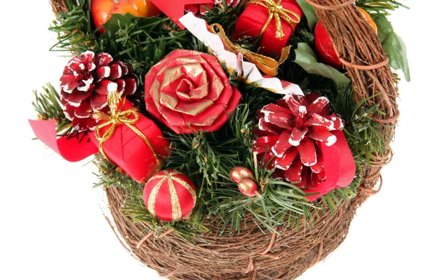 Wicker with Christmas Decoration — Stock Photo, Image