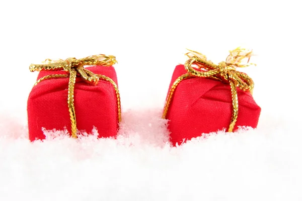 Present (boxes) in snow — Stock Photo, Image