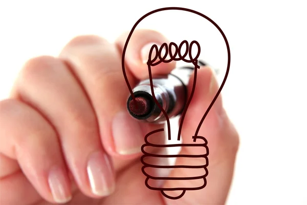 Hand drawing light bulb — Stock Photo, Image