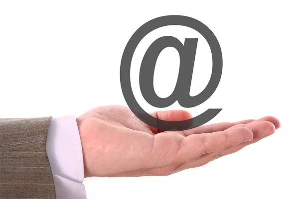 Symbol ręki i e-mail — Zdjęcie stockowe