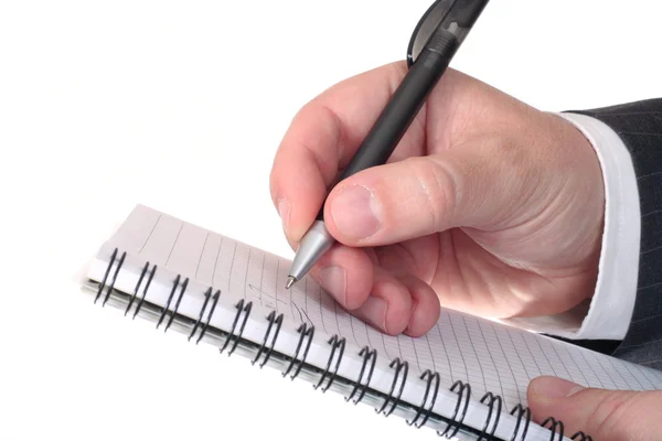 Αρσενικό χέρι κάνοντας σημειώσεις — Φωτογραφία Αρχείου