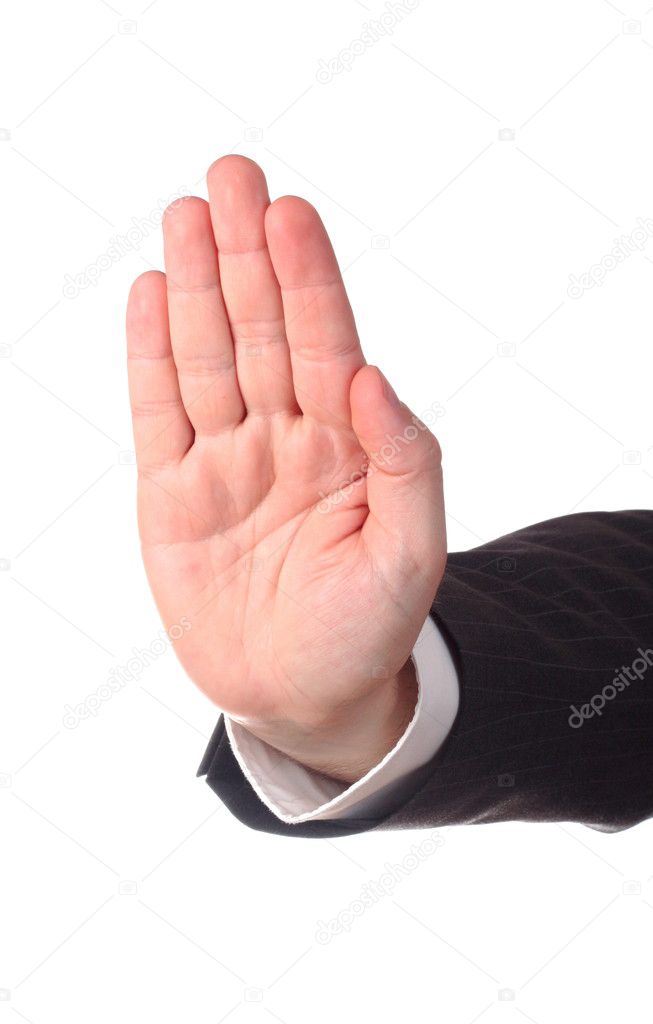 Men's hand signaling stop