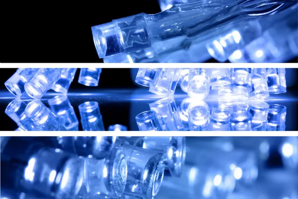 Blaue LED-Lichter in drei Streifen — Stockfoto