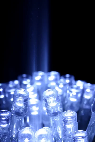 Luces led azules de primer plano con haz de luz — Foto de Stock