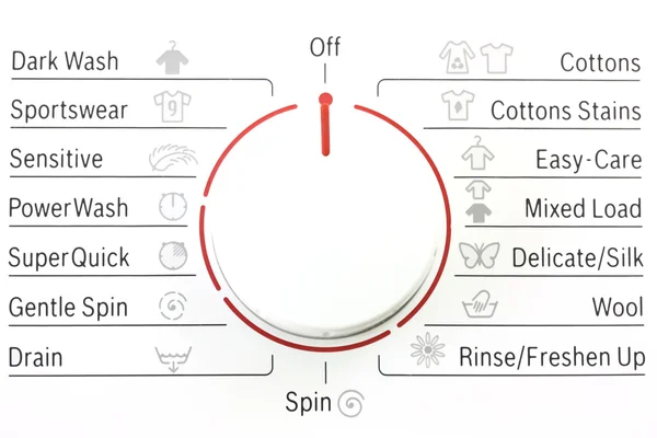 Wasmachine besturingselementen met symbolen — Stockfoto