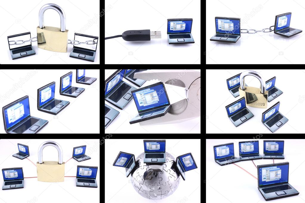 Nine computer images on white background