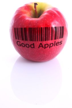 Good apple with bar code clipart