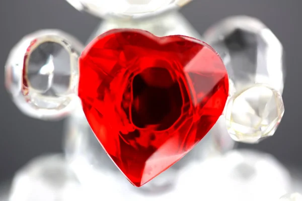 Coração de amor de vidro vermelho — Fotografia de Stock