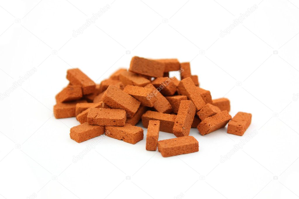 Pile of bricks isolated
