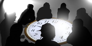 Secret Business Meeting on a clock table clipart