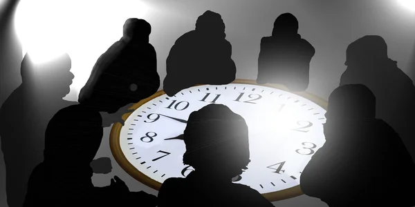 Secret Business Meeting on a clock table — Stock Photo, Image