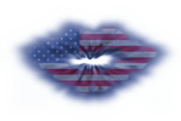 Lèvres drapeau américain — Photo