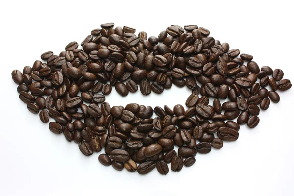 stock image Lips made of coffee beans