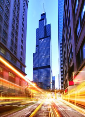 Willis Tower at night time clipart