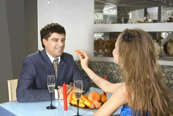 A pair of lovers at restaurant