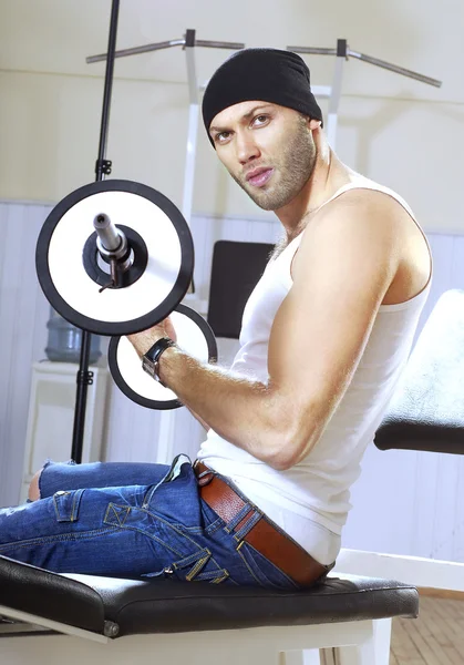 stock image Handsome man takes exercises