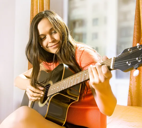 stock image Woman with guitar