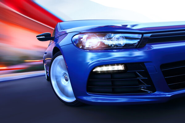 Luxury car in motion