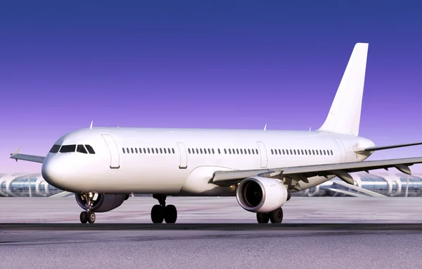 Приземленный пассажирский самолет — стоковое фото