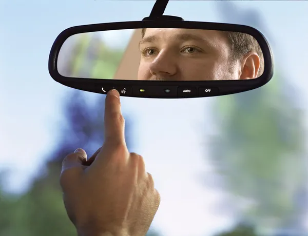 Rear-view mirror in a car — Stock Photo, Image