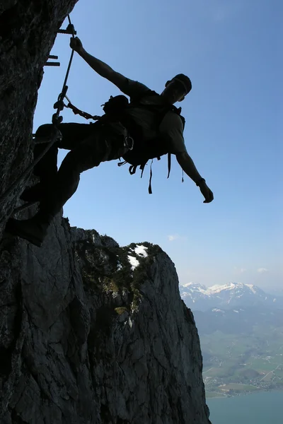 익 스 트림 스포츠-는 climbe의 실루엣 — 스톡 사진