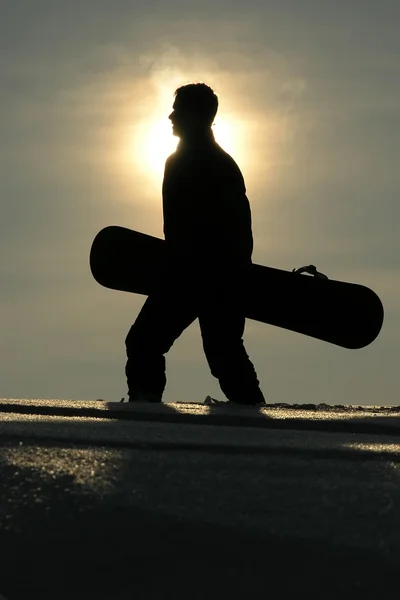 Силует сноубордиста — стокове фото