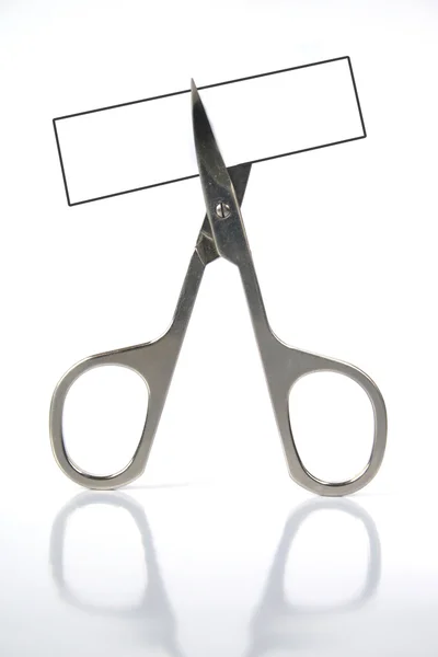 Scissor cut. Blank tag — Stock Photo, Image