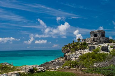 Tulum ruins by the ocean clipart