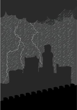 Castle under the storm clipart