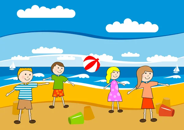 Παιδιά στην παραλία — Διανυσματικό Αρχείο