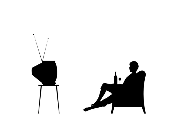 Televizyon seyrediyorum. — Stok Vektör