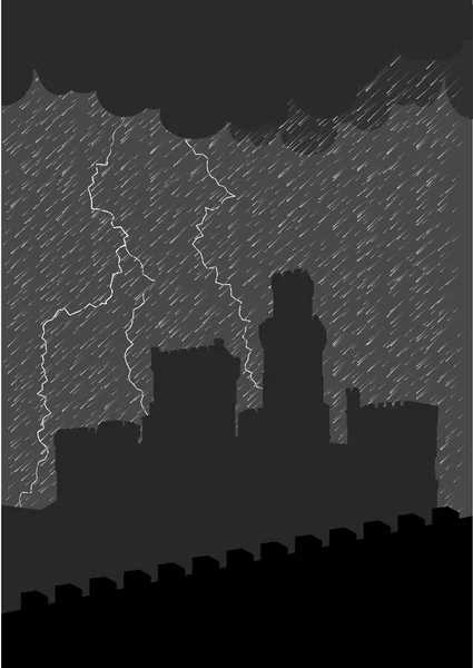 嵐の中で城 — ストックベクタ