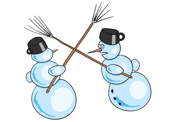 Batalha dos bonecos de neve — Vetor de Stock