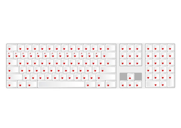 Harten toetsenbord — Stockvector