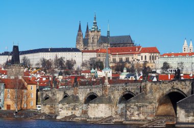 Prague castle and Charles bridge clipart