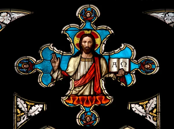 Lattice window - Jesus Christ — Stock Photo, Image