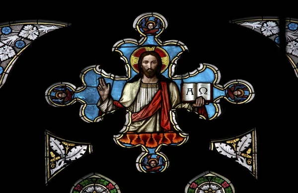 Jezus Christus - gekleurd venster — Stockfoto