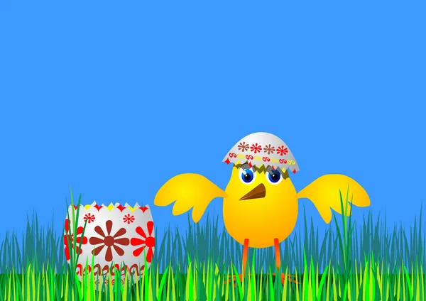 Velikonoční vejce a kuře — Stockový vektor