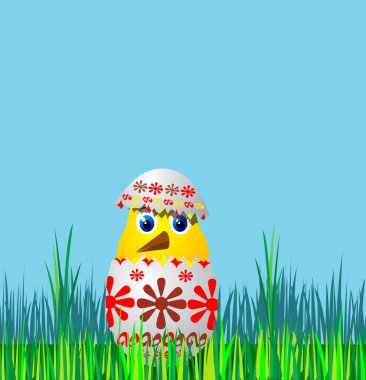 Chicken in Easter Egg clipart