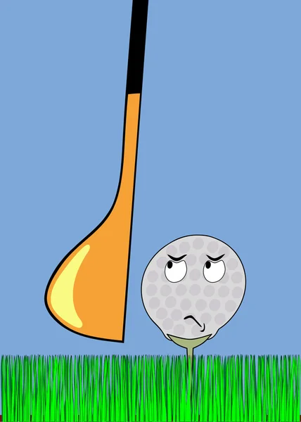 Angry golfball awaiting stroke — Stock Vector