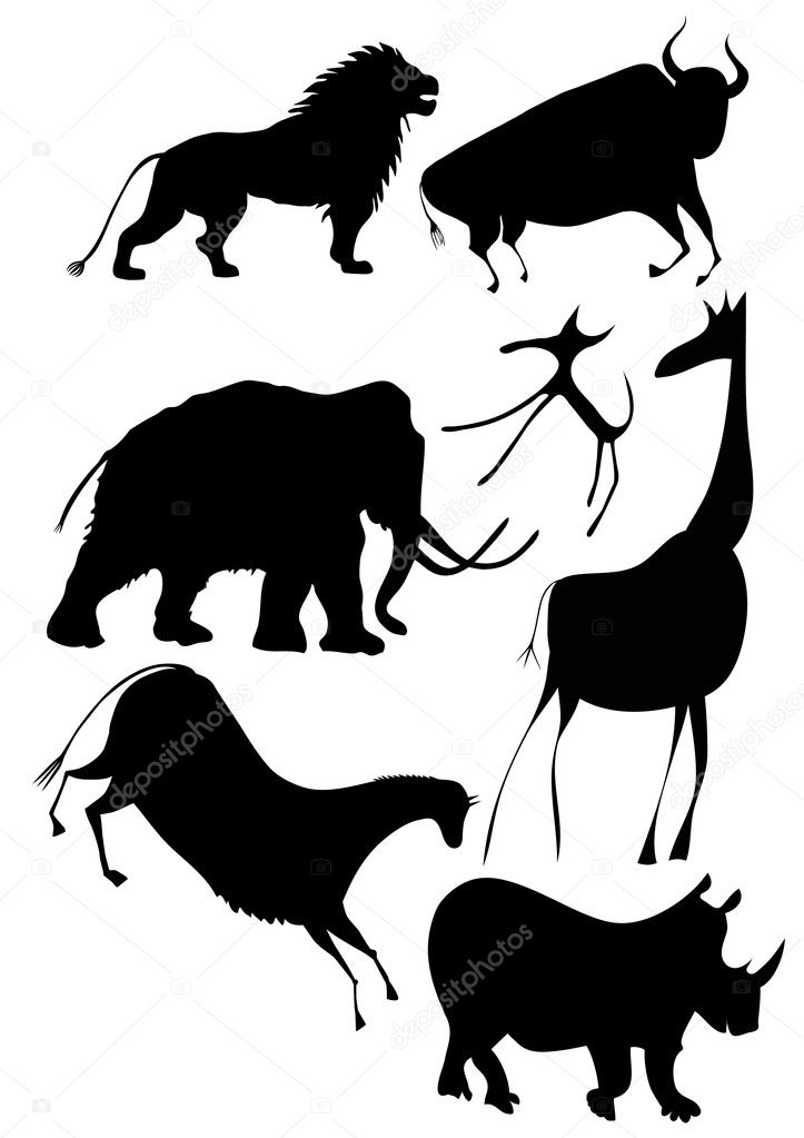 Various animals a la cave painting